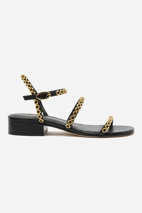 Milanina Flat Sandal In Black Leather Jungle Path Quick Fit