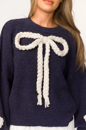 Basic Wardrobe Clara Oversized Pullover Sweater in Navy *Final-Sale*