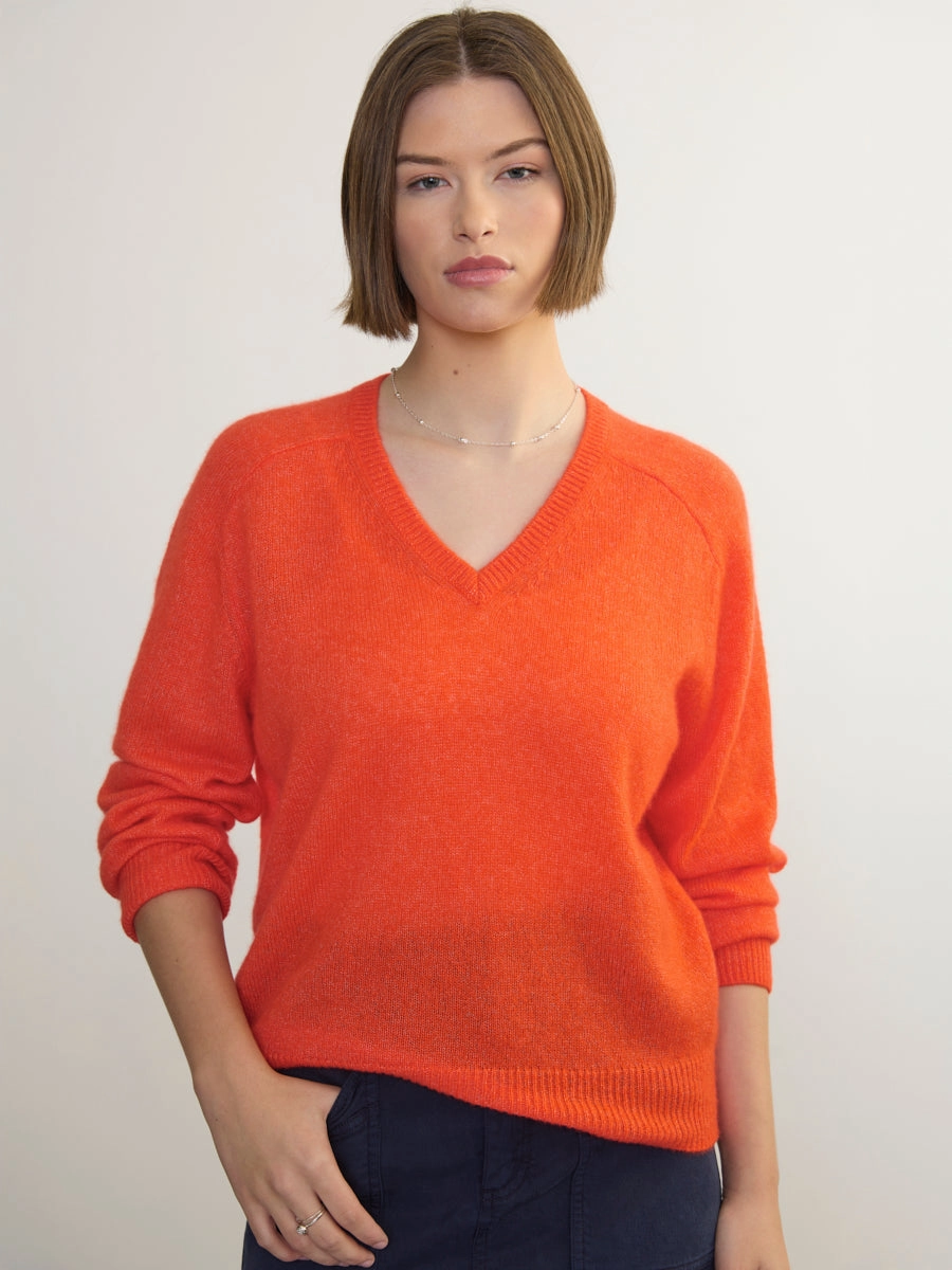 Oversized Silhouette Temperature control VNECK RAGLAN PULLOVER