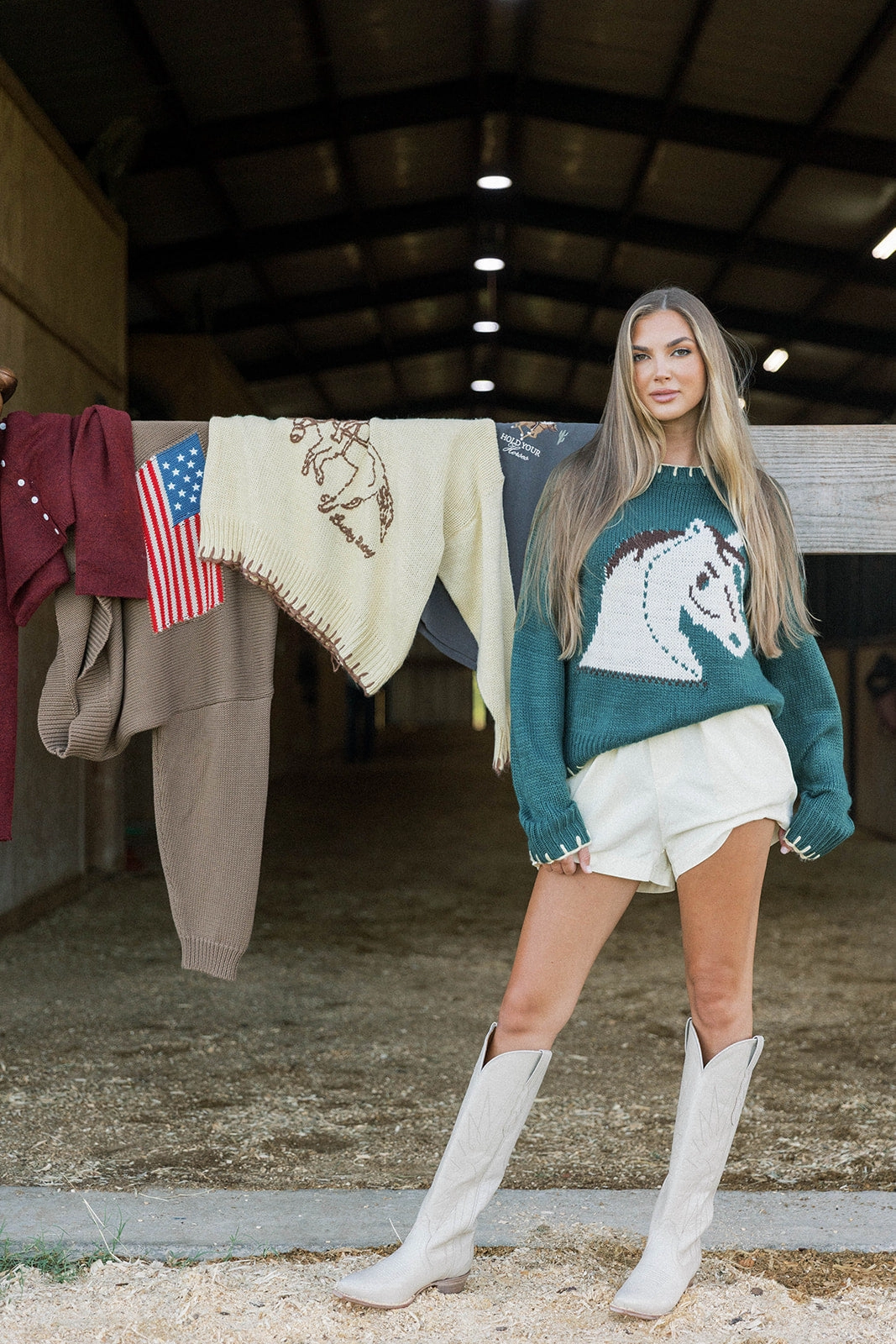 MoistureWicking EcoFriendly Material Clyde Horse Sweater in Green
