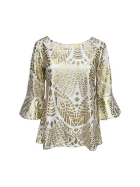 MultiLayer Stitching Flirty Top Gold Tribal