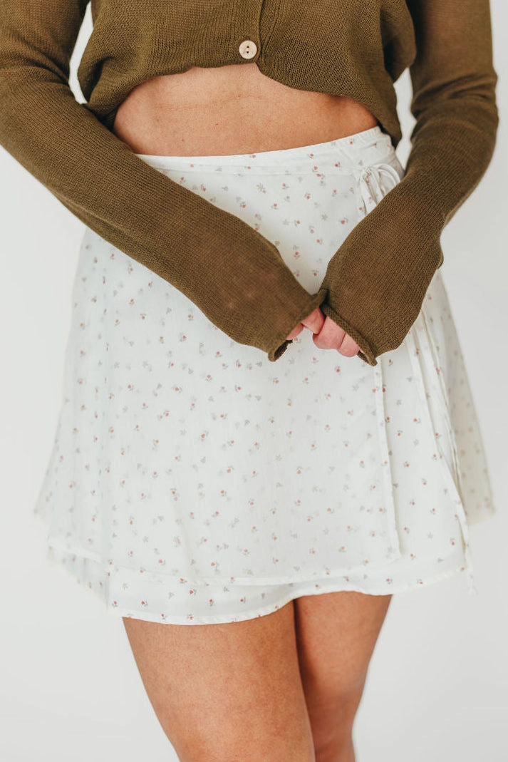 Warm Day Outfit Flora Mini Wrap Skirt in Cream *Final-Sale*