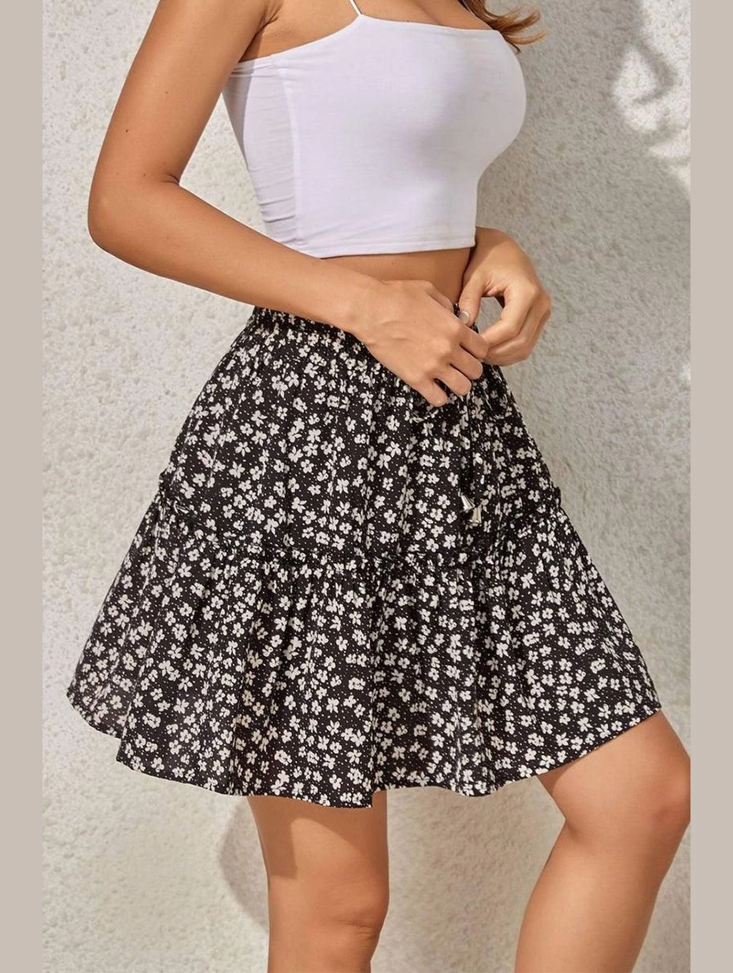 Smart Motion FLORAL A LINE SHORT PRINTING SKIRT FOR WOMEN