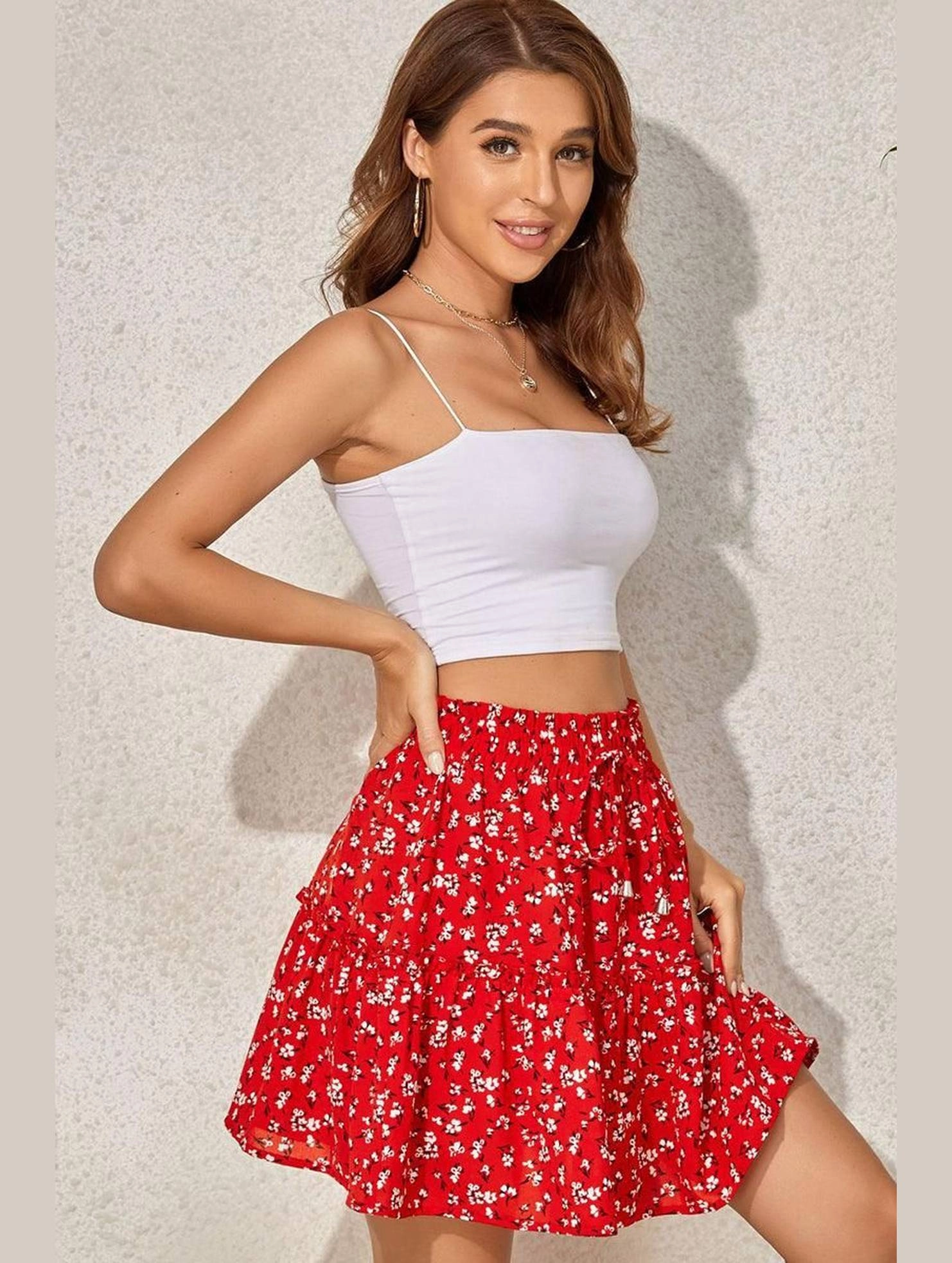 FLORAL A LINE SHORT PRINTING SKIRT FOR WOMEN SnagFreeFabric