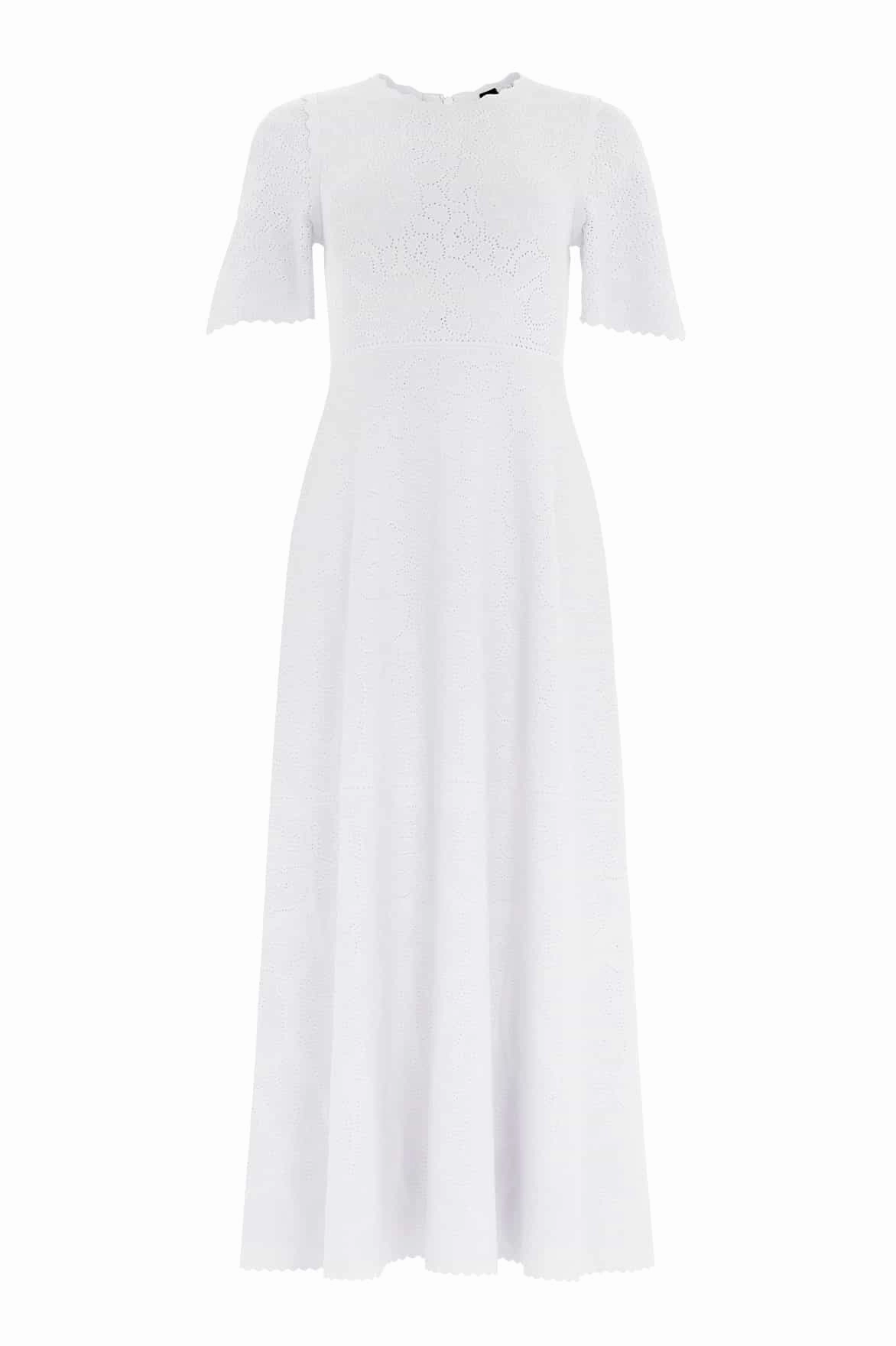 Raw-Hem Evening Tone Floral Pointelle Knit Gown