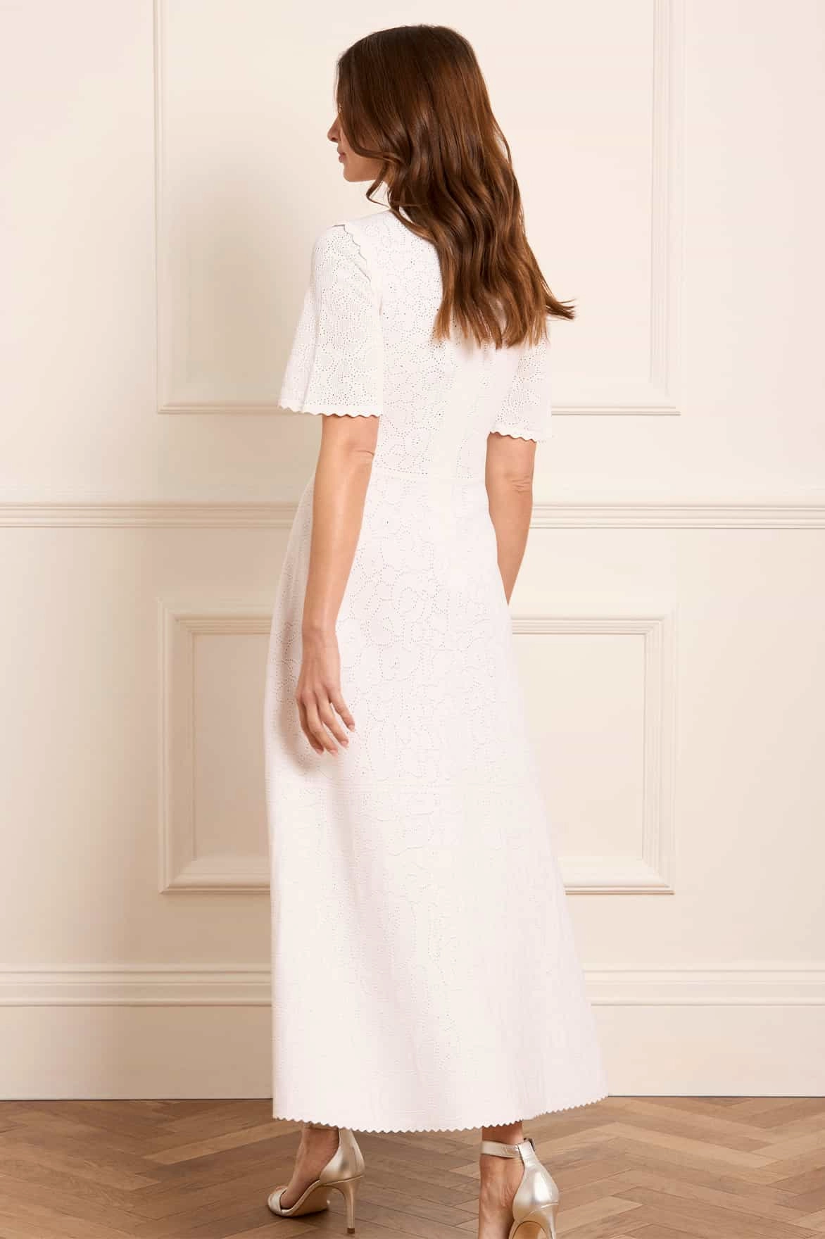 Floral Pointelle Knit Gown Layered Style Front Detail