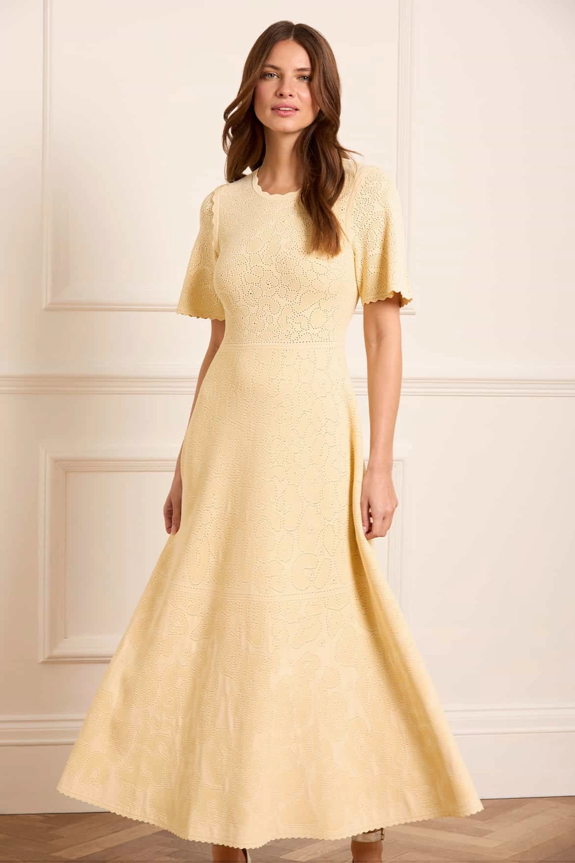 Vibrant pattern Neutral Layer Floral Pointelle Knit Gown