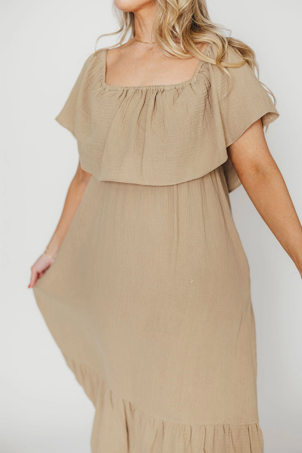 Josie 100% Cotton Maxi Dress in Khaki Summer Mood