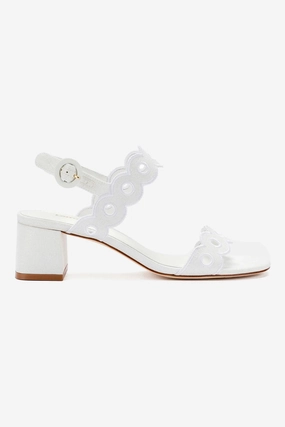 Cool Tone Non Binding Collar Padding Florence Broderie Sandal In White Raffia