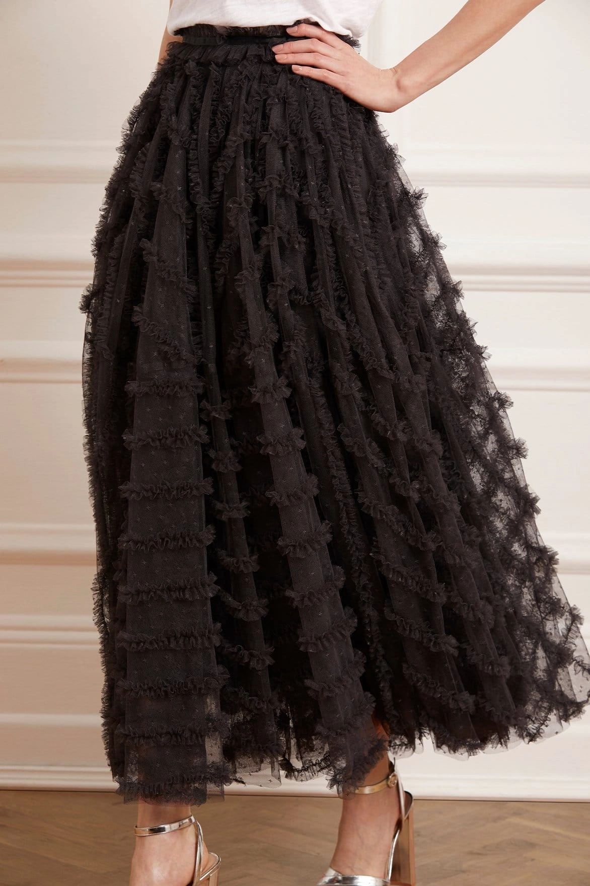 Clean Finish party look Florence Ruffle Ankle Skirt