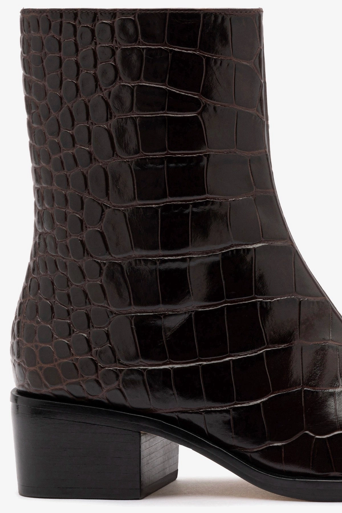 Urban Sleek Florencia Low Boot In Croco Brown Leather