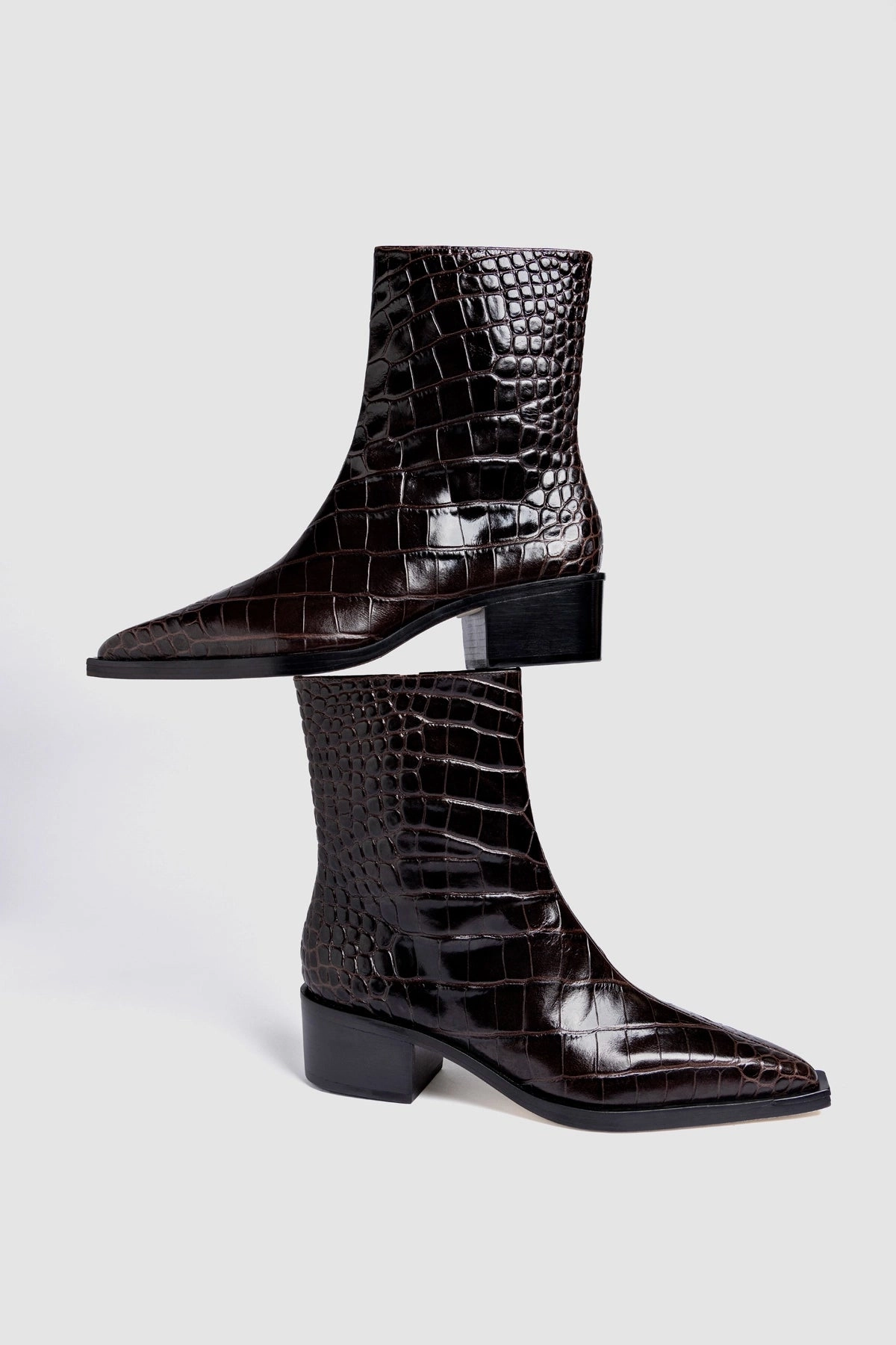 Star Walk Florencia Low Boot In Croco Brown Leather