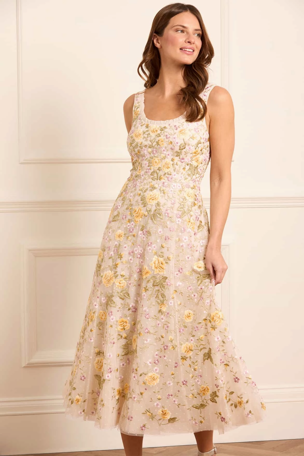 Florine Scoop Neck Ballerina Dress Vibrant pattern