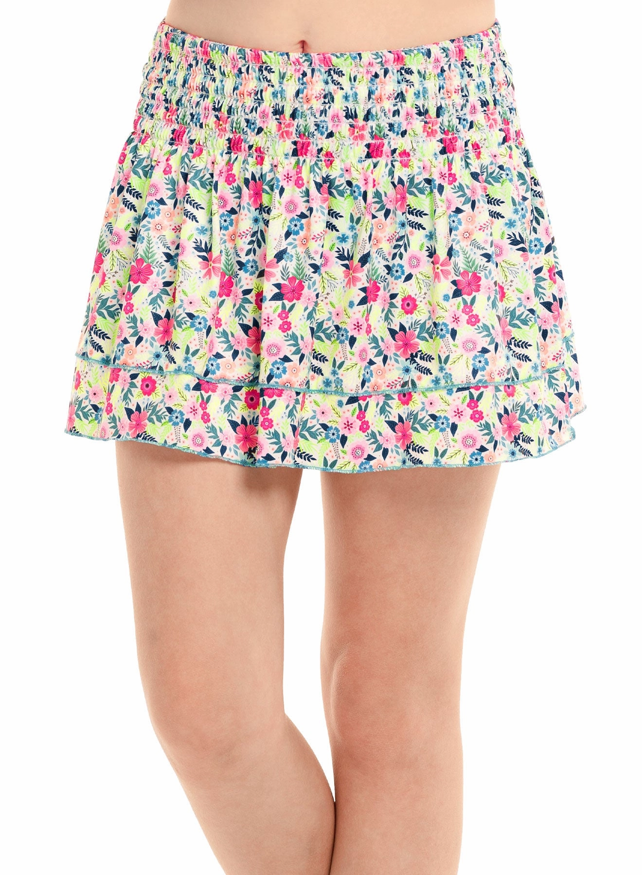 OdorResistant Coating Flower Frenzy Smocked Skirt- Girls