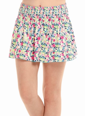 BreathableMaterial Quick Dry Tech Flower Frenzy Smocked Skirt- Girls
