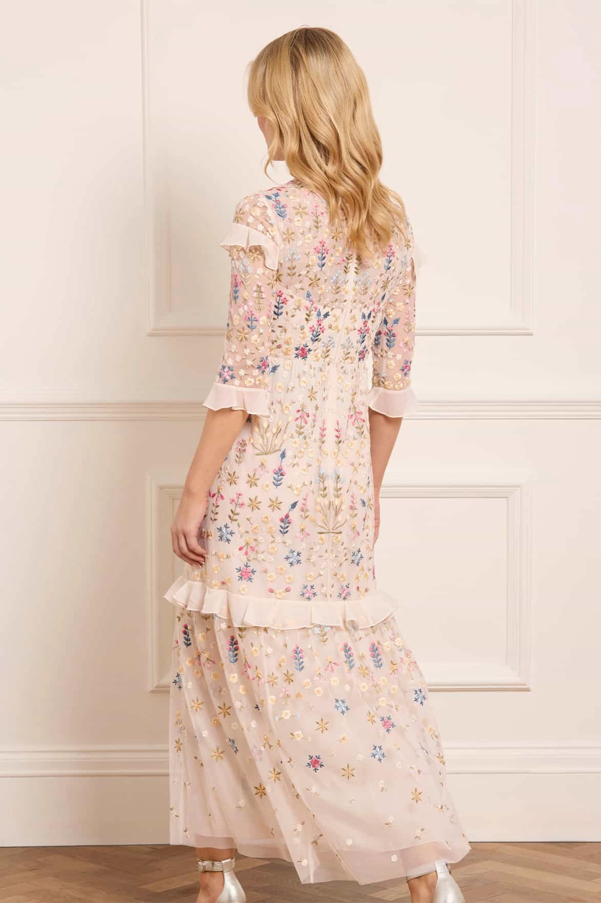 Flowerbed Embroidery Ankle Gown Dressy Glow