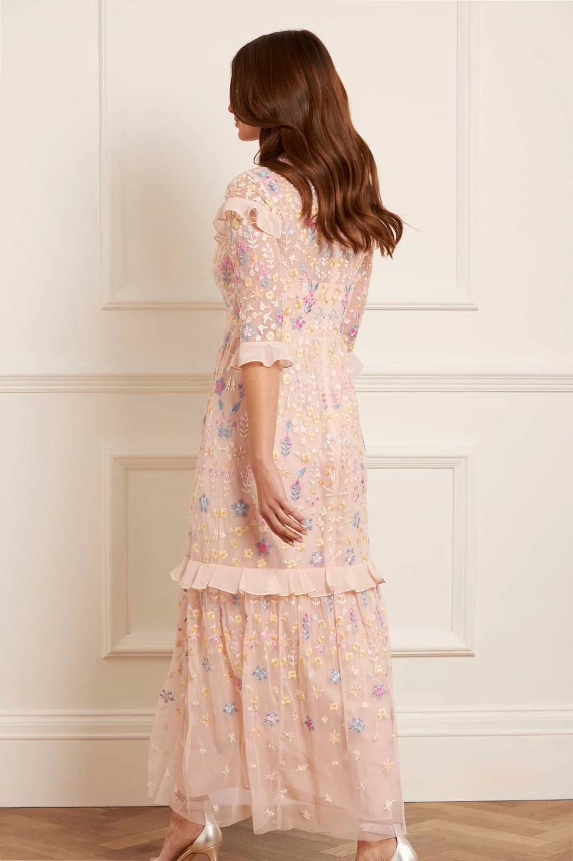 Wave Soft Versatile occasion dress Flowerbed Embroidery Ankle Gown