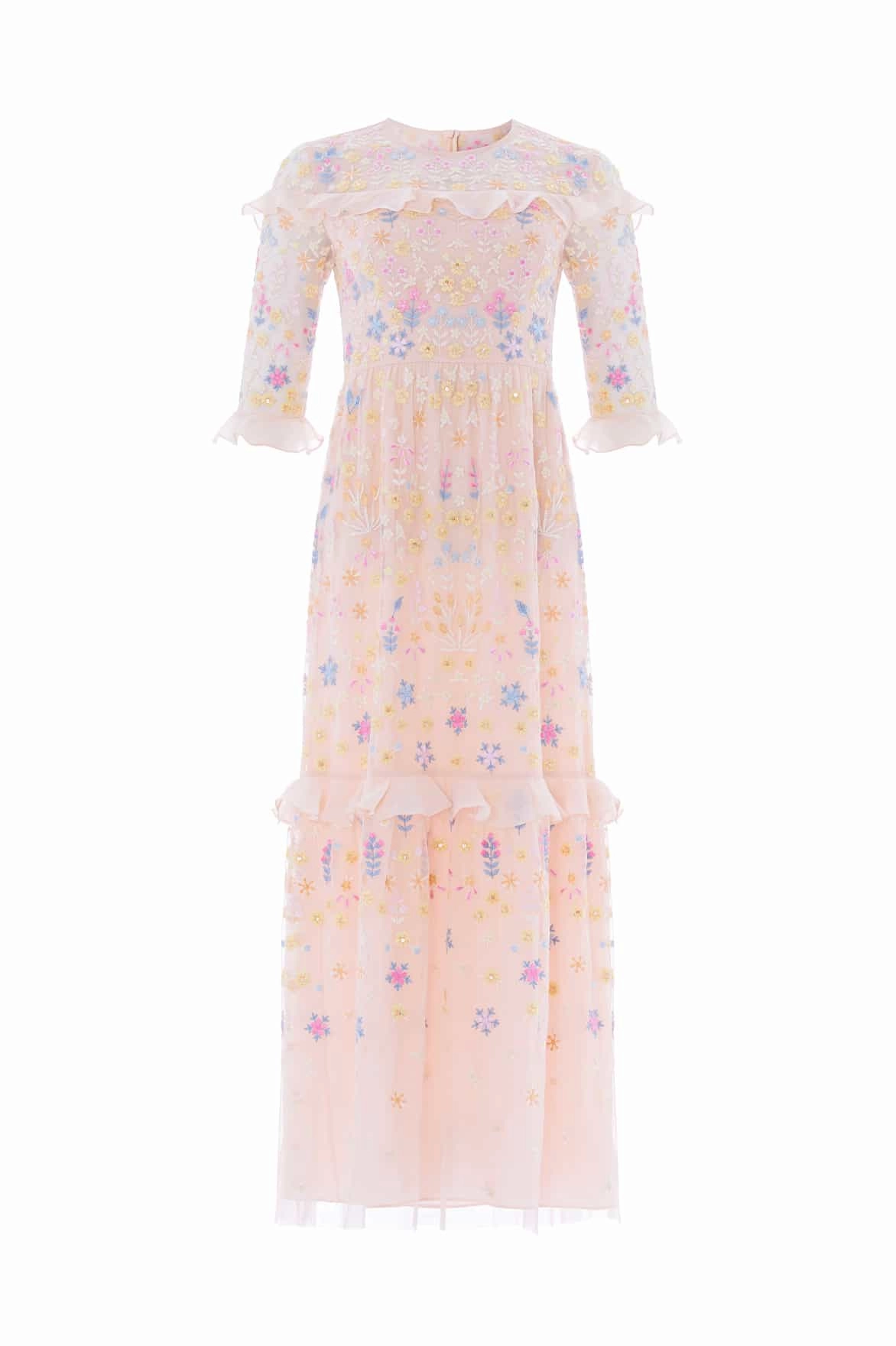Clean Outfit Flowerbed Embroidery Ankle Gown