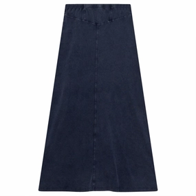 5 Stars Dark Denim Wash Long Skirt with Pointy Yolks SB3CPT4783LS Weekend Vibes Sheer Overlay