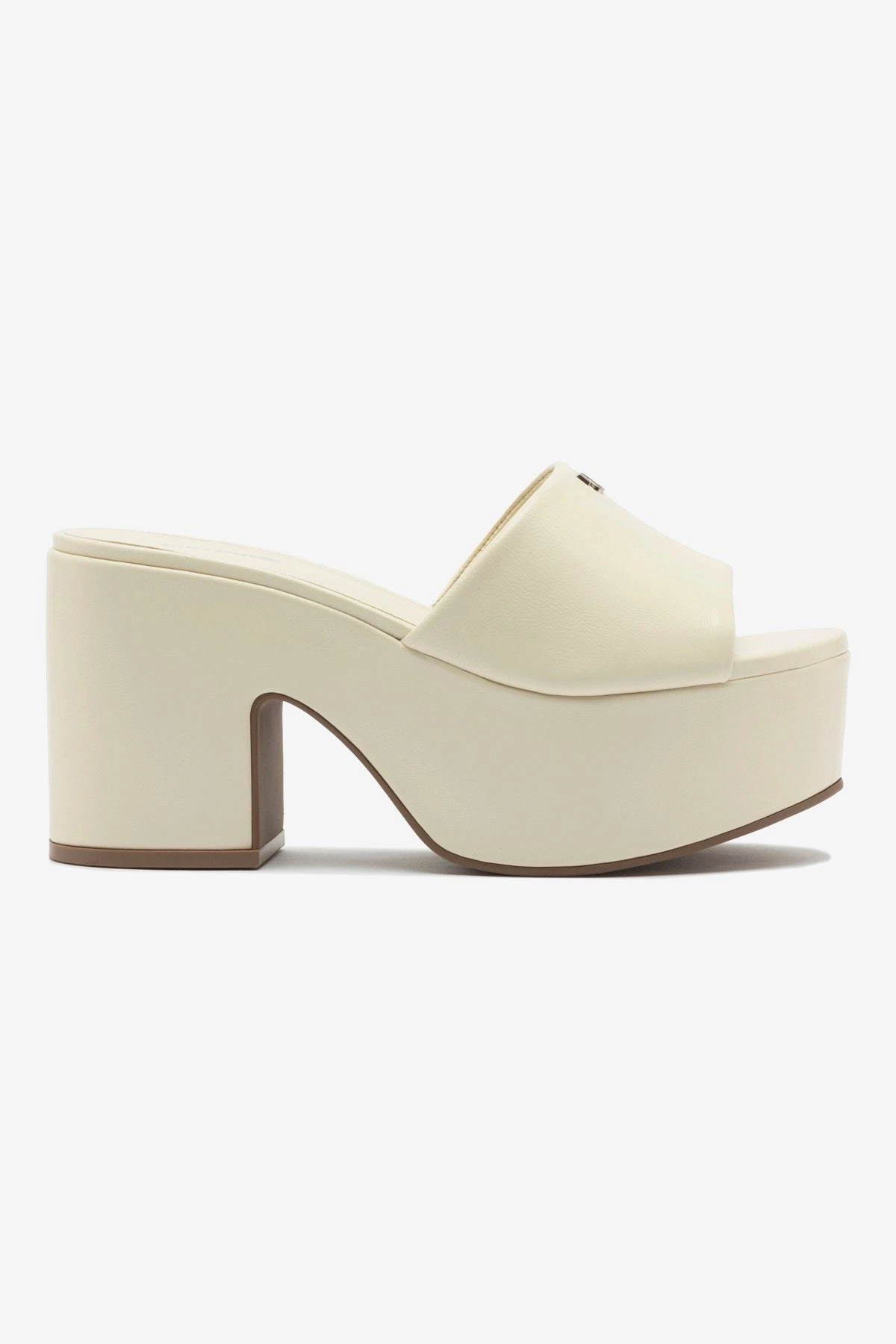 Seamless Inner Construction Cold Tone Miso Platform Mule In Ivory Leather