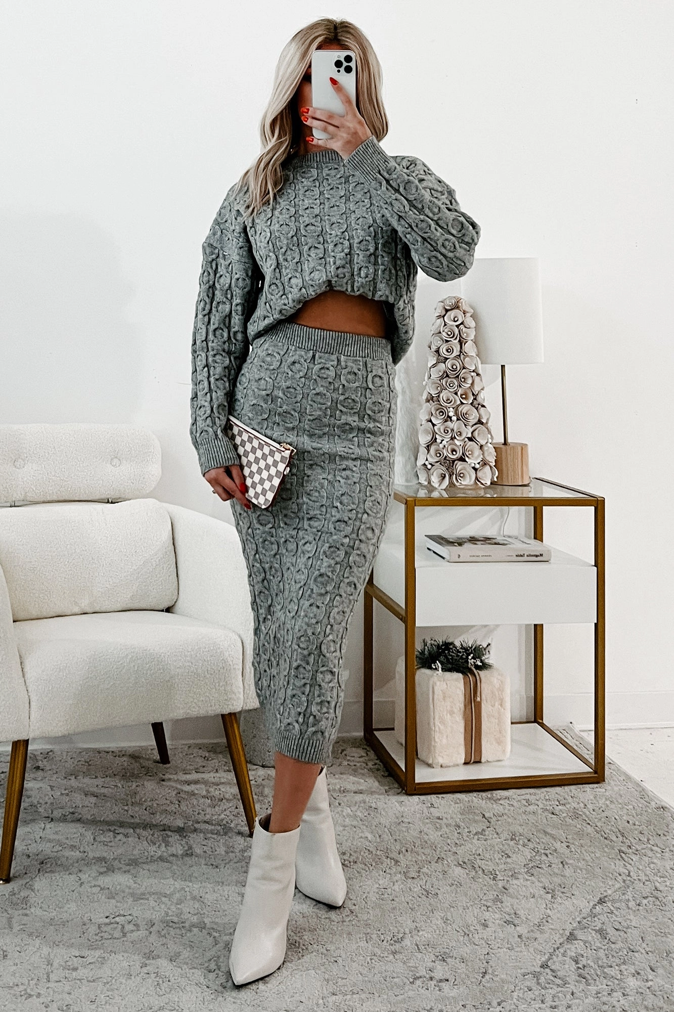 Bound Seam Edges Remembering Fondly Sweater Knit Set (Heather Grey)