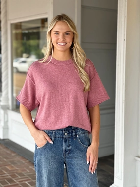 Good For Me Sweater in Mauve MeshPanelIntegration Recycled Polyester Material