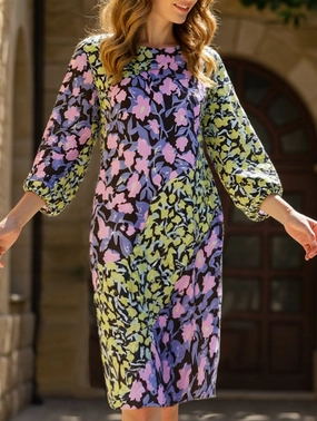 elegant design Seasonal piece Printed mid-cuff pullover dress_CWDMD6508