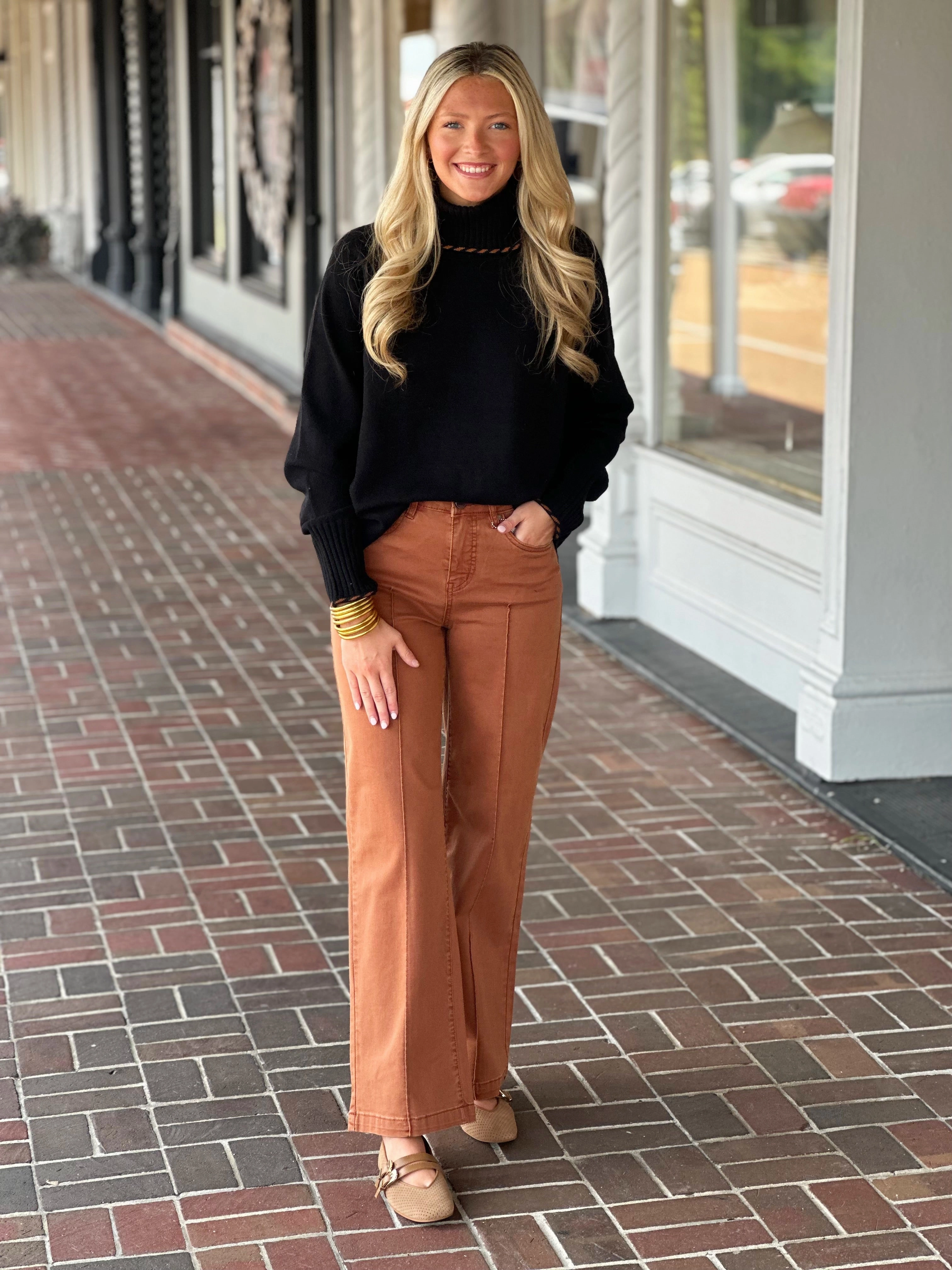 French Dressing Long Sleeve Cowl Neck Sweater in Black Layered Collar Design Fade Resistant Coating