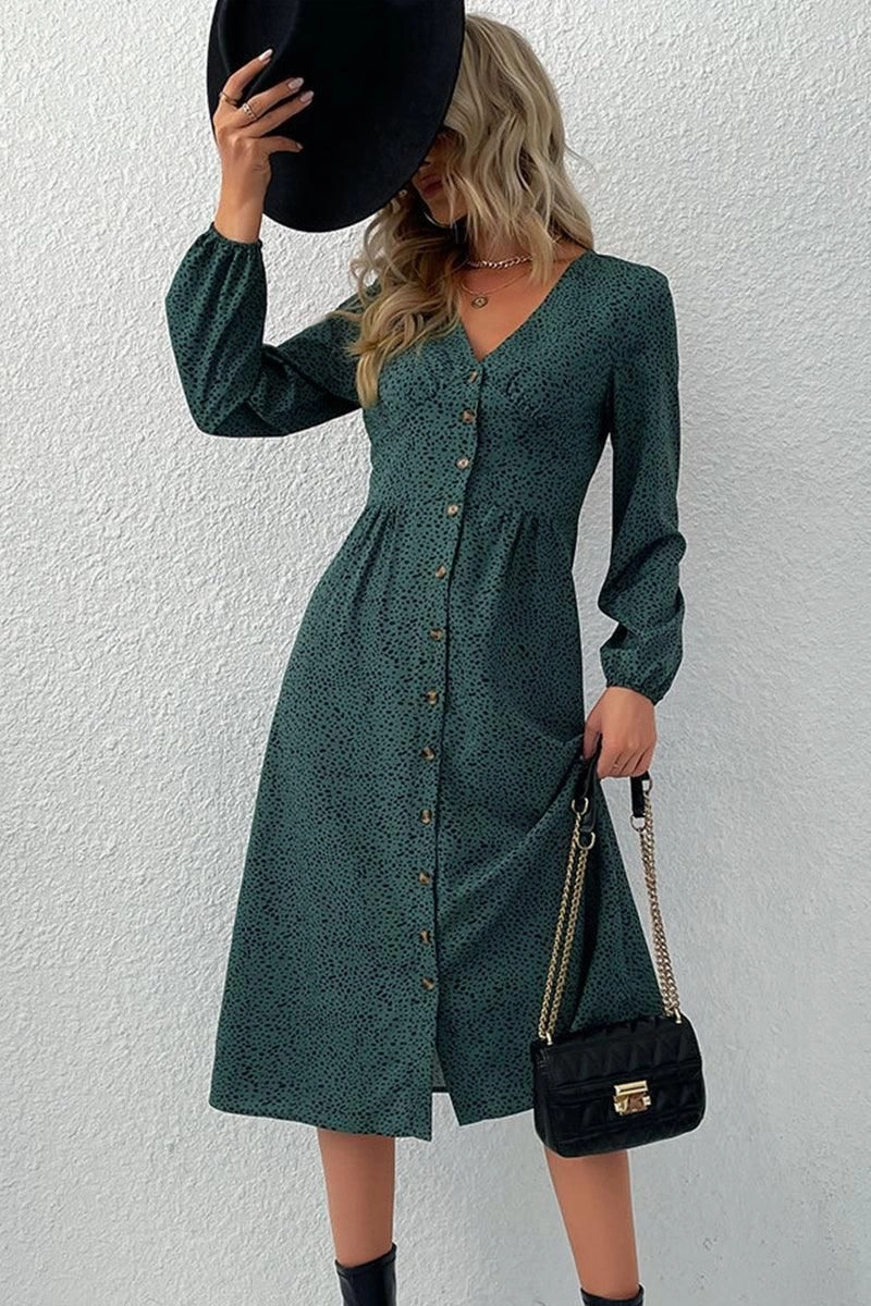 LONG SLEEVE BUTTON DOWN SHIRT DRESS Classic and Modern
