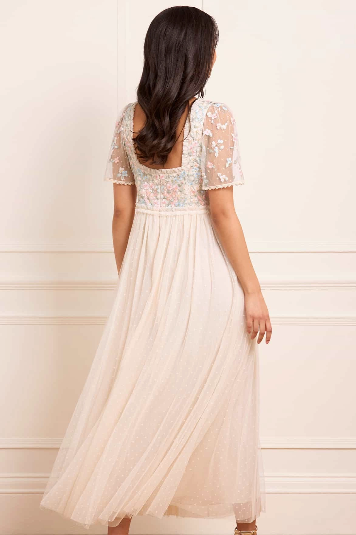 Versailles Ditsy Bodice Ankle Gown Smooth Feel Sleek Volume