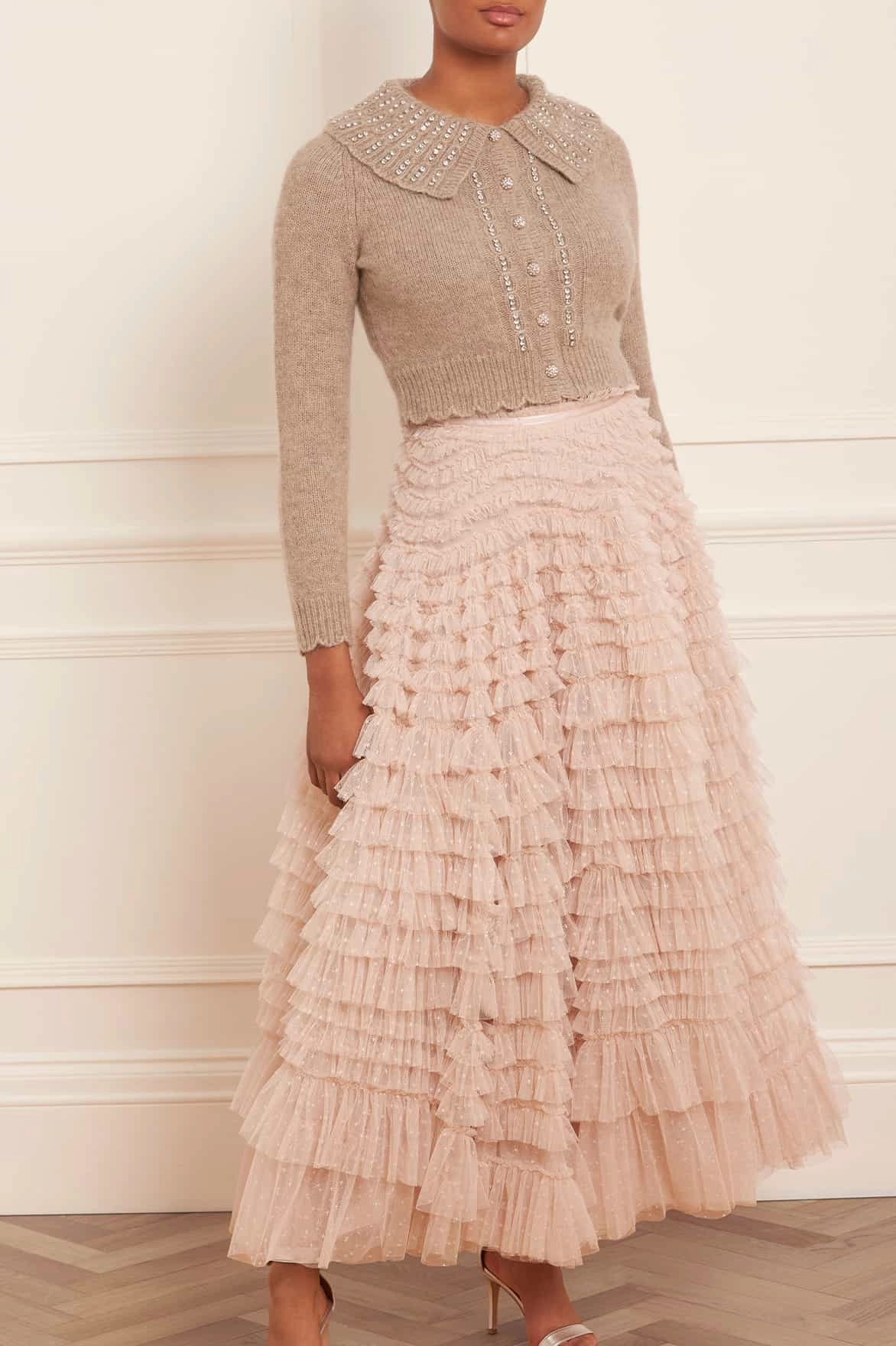 Hattie Ruffle Ankle Skirt Detail Focus