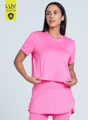 Stretch Blouse RibbedTrims Power Box Tee