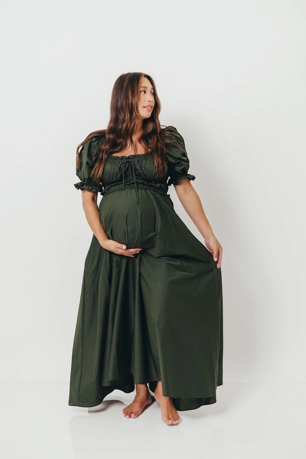 Sydnee Cotton Maxi Dress in Evergreen - Bump Friendly - Restocking in Nov Timeless Appeal Minimal Tone