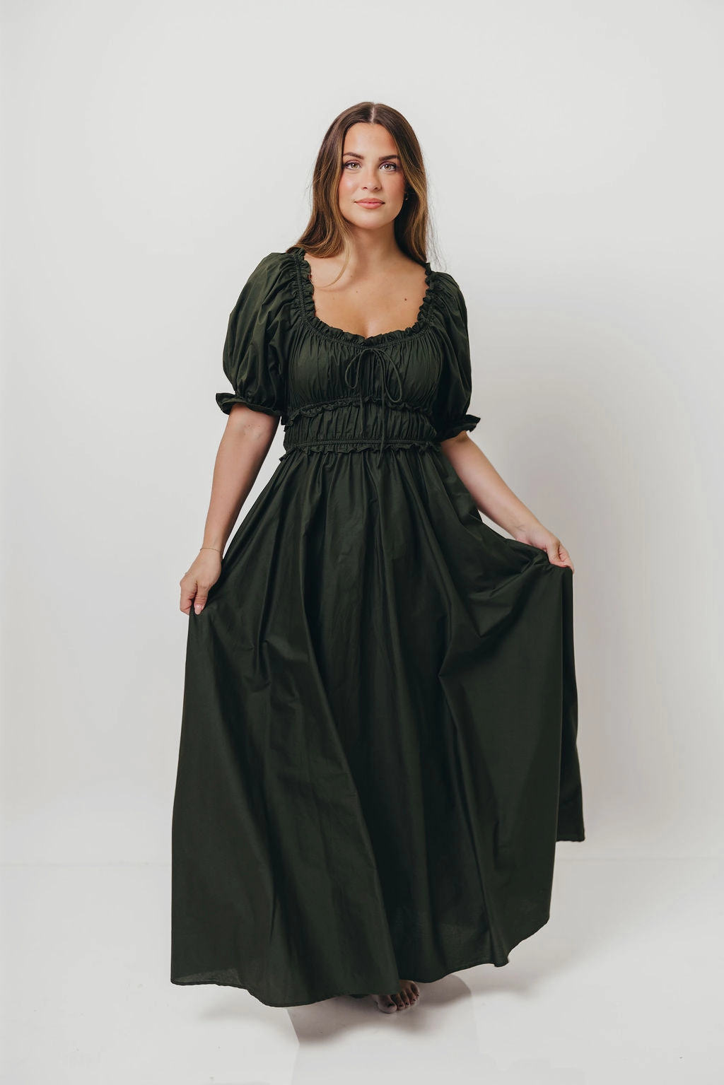 Sydnee Cotton Maxi Dress in Evergreen - Bump Friendly - Restocking in Nov Soft cotton blend dress Fashion Daily