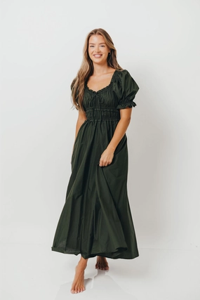 Sydnee Cotton Maxi Dress in Evergreen - Bump Friendly - Restocking in Nov Hidden Zipper