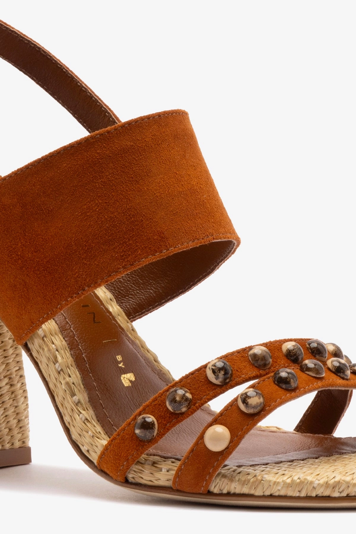 Comfort Padding Comfort Cushion Chloe Gosselin by Larroud Margot Sandal In Chestnut Suede and Natural Raffia
