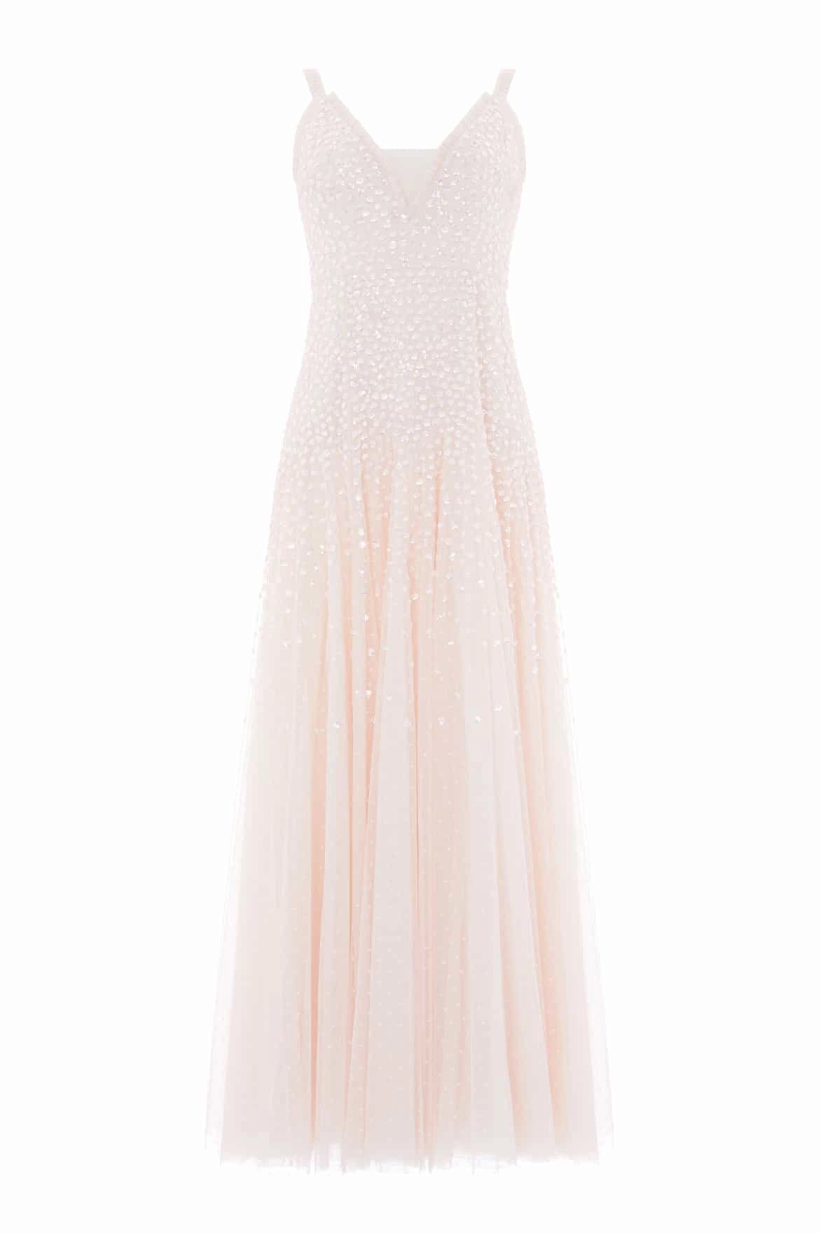 Sequin Cascade Cami Plunge Gown Stylish Line High low hem