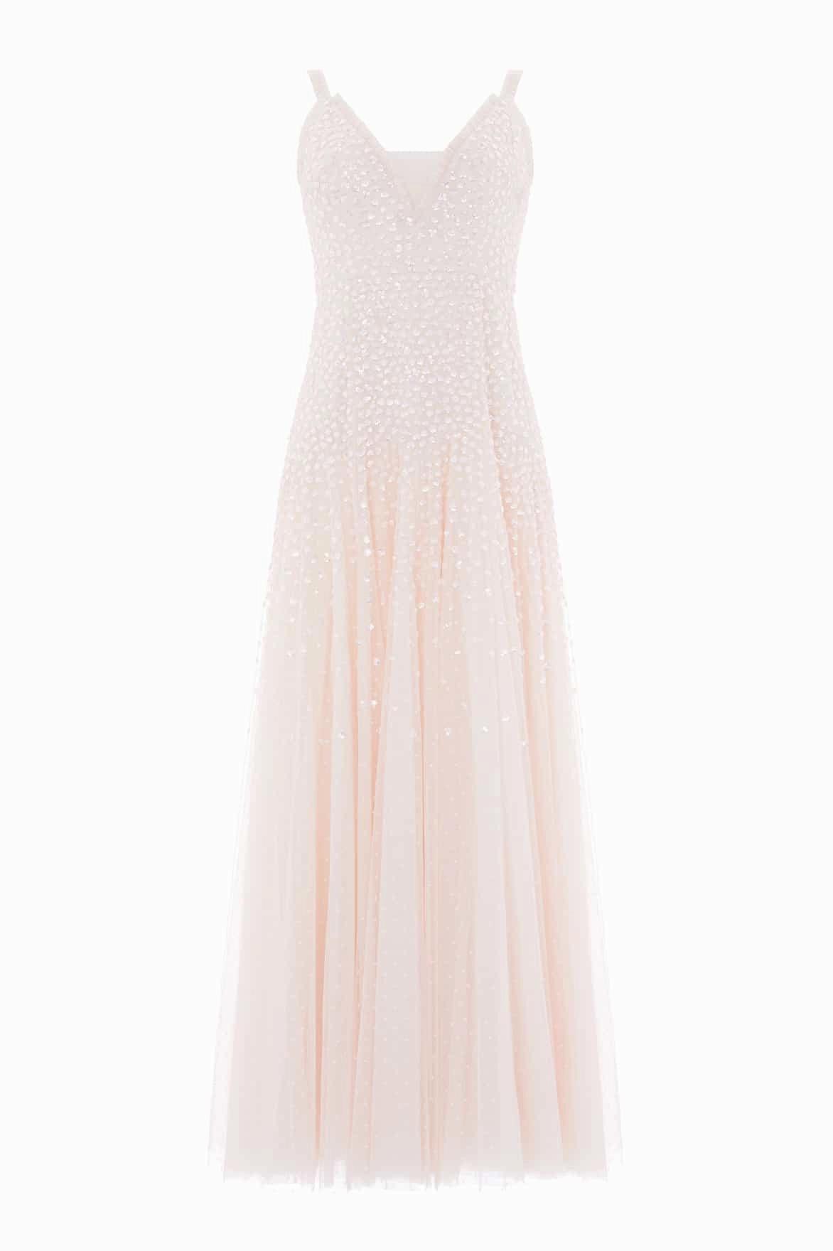Pure Piece Pastel Sky Sequin Cascade Cami Plunge Gown