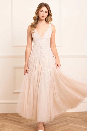 Sequin Cascade Cami Plunge Gown Go To Wear Light Drape
