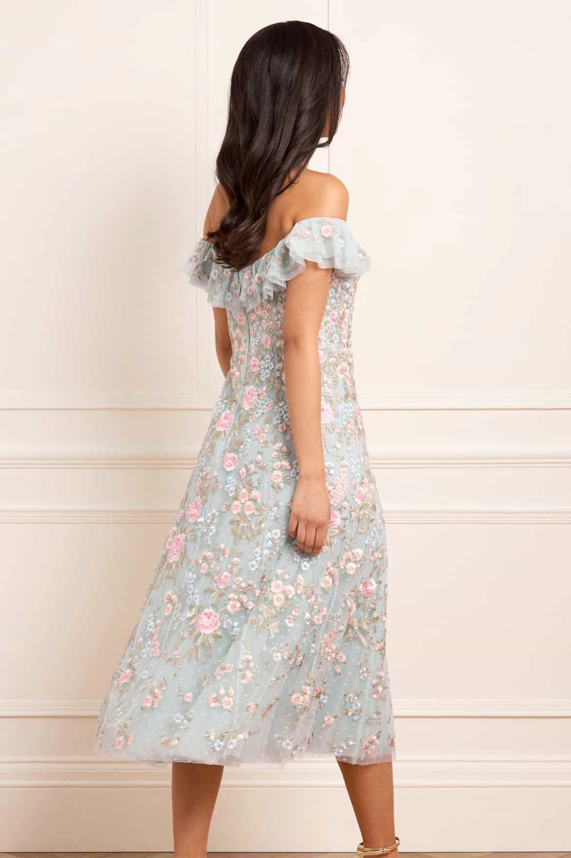 Spring Flow Versatile Comfort Wear Antoinettes Floral Off-Shoulder Ballerina Dress