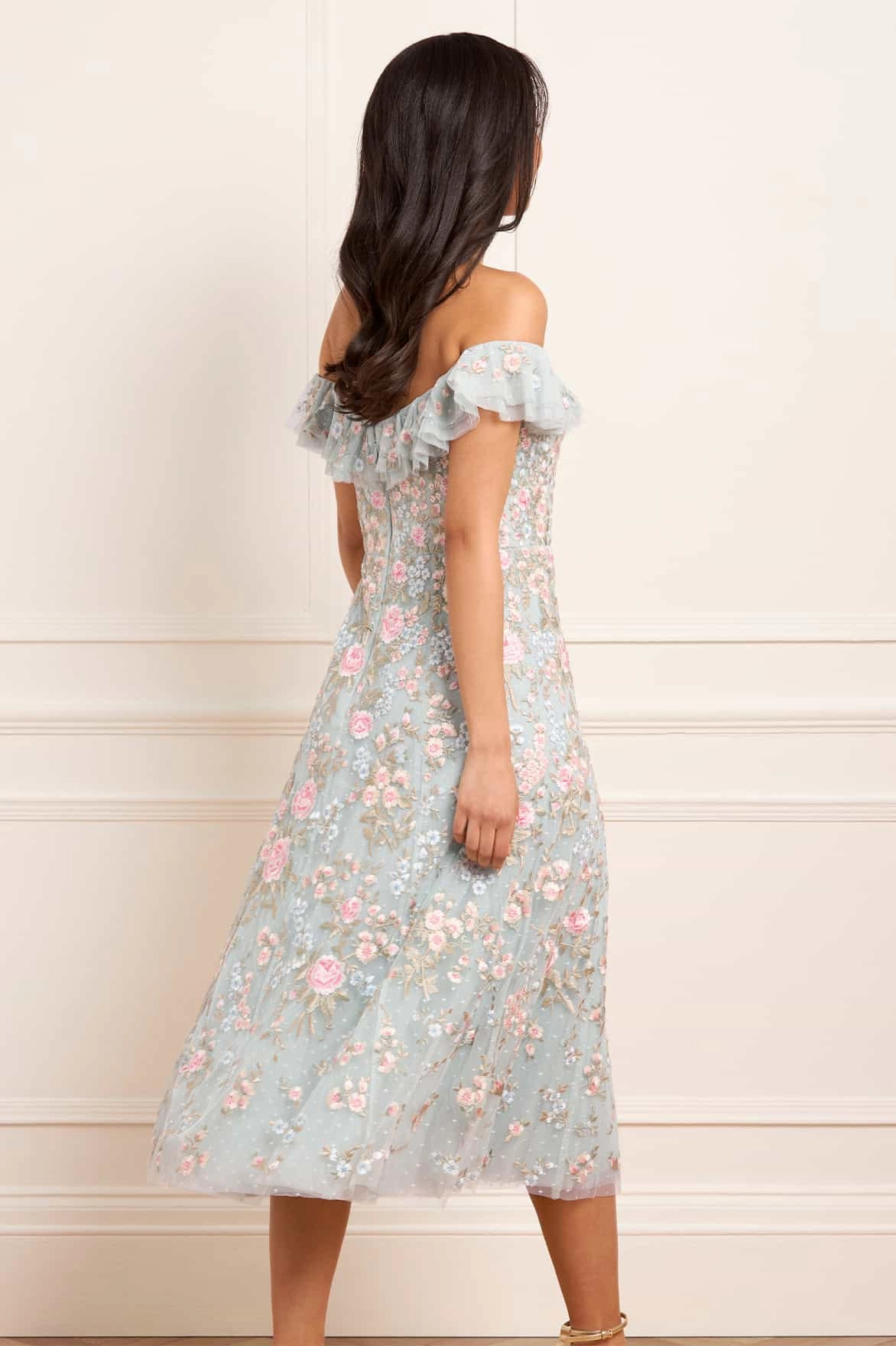 Perfect Comfort Wear Antoinettes Floral Off-Shoulder Ballerina Dress