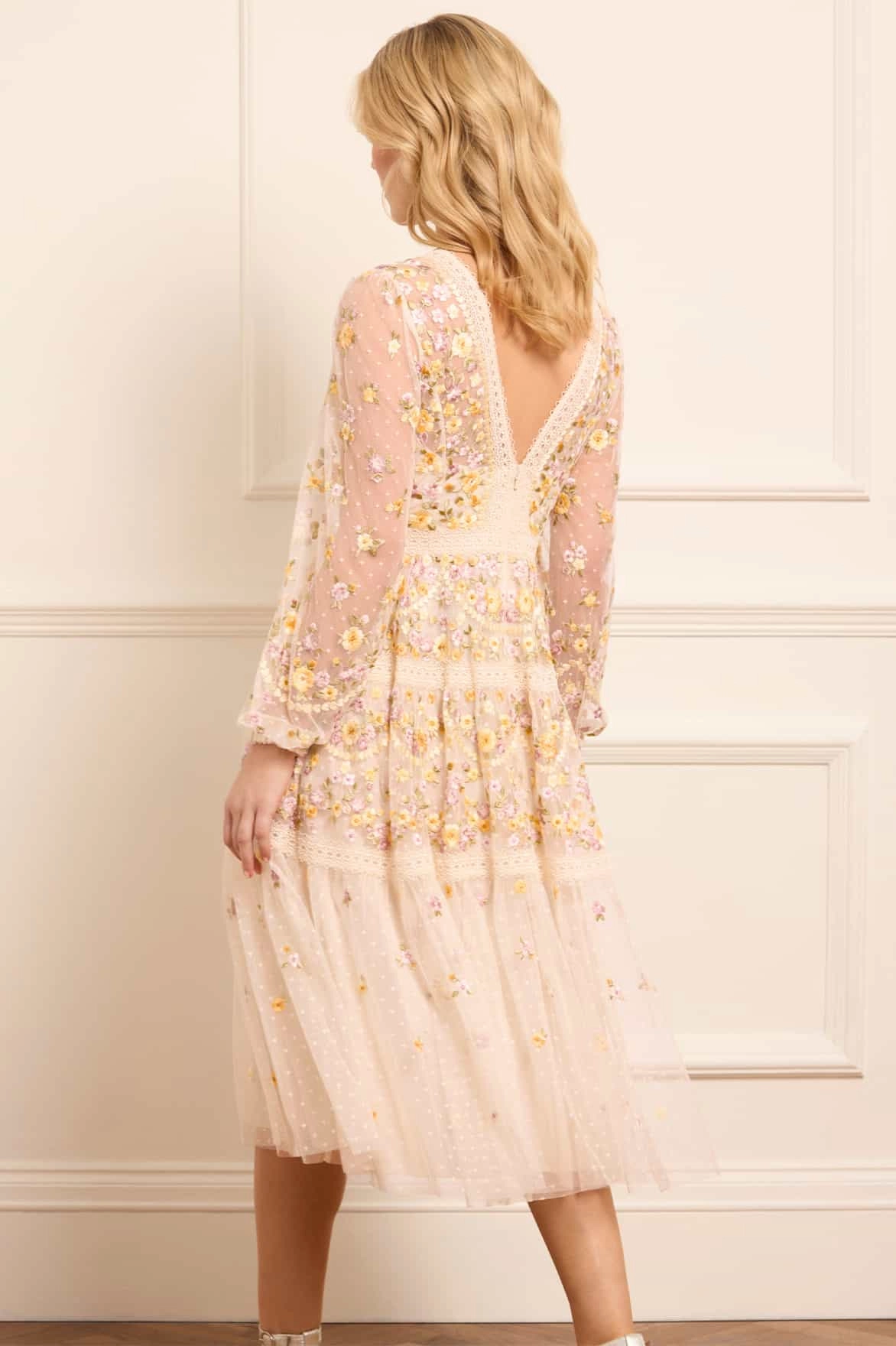 Floral Swing Garland Ribbon Midaxi Dress