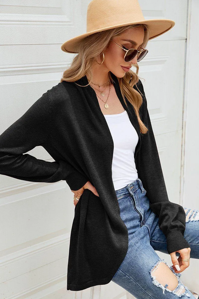 Fade Resistant Coating WOMEN LIGHTWEIGHT OPEN FRONT DAILY KNIT CARDIGAN