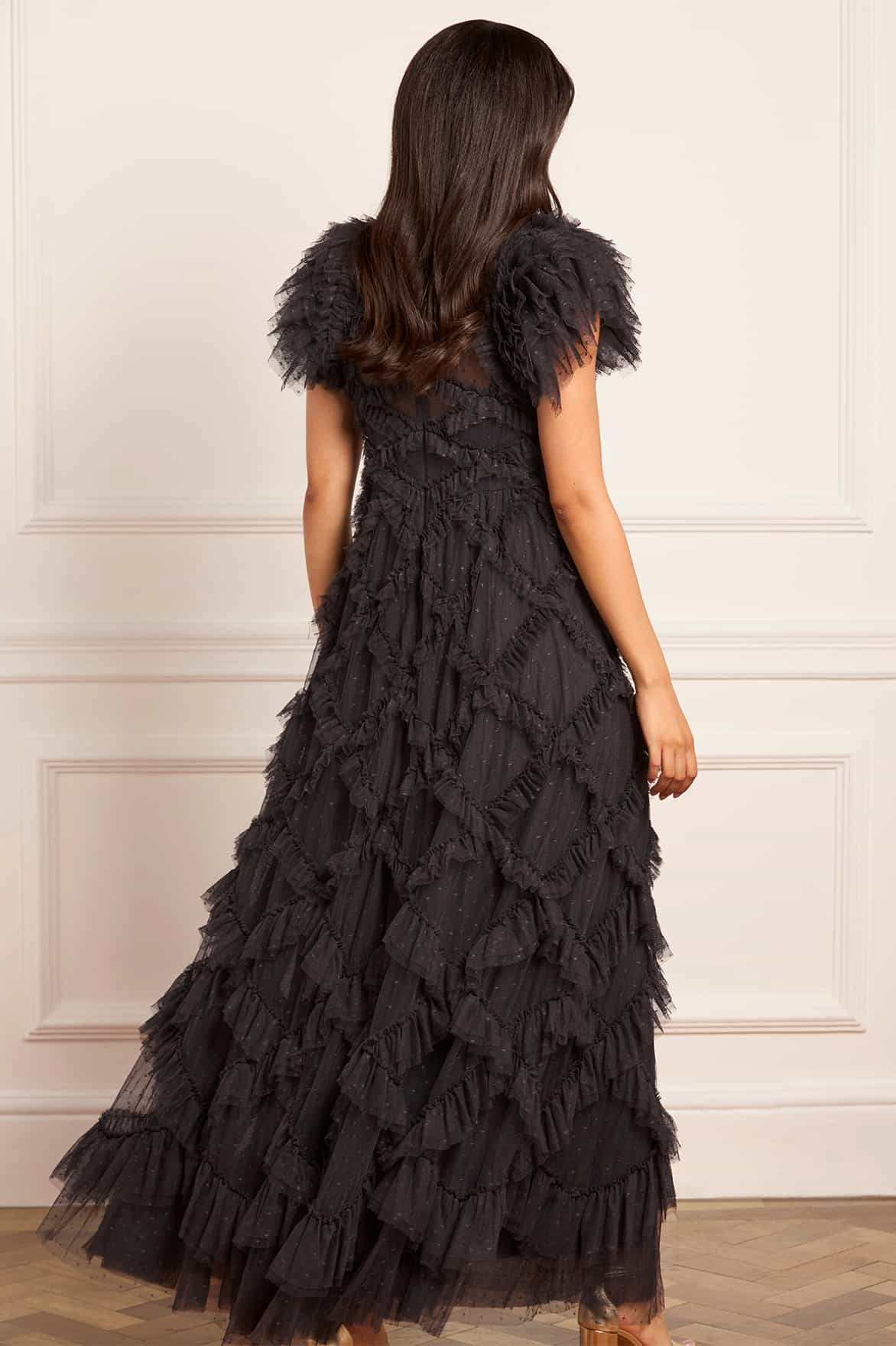 Genevieve Ruffle Gown Trendy Vibes Gloss Finish