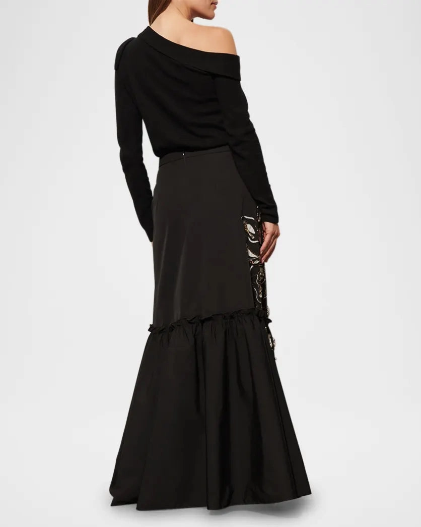 Multi Directional Zipper Placement CrossGrain Fabric Genevieve Sweater Black