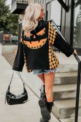 Ghostly Hour Jack-O-Lantern Face Top (Black) VentilatedBack EcoFriendlyMaterial