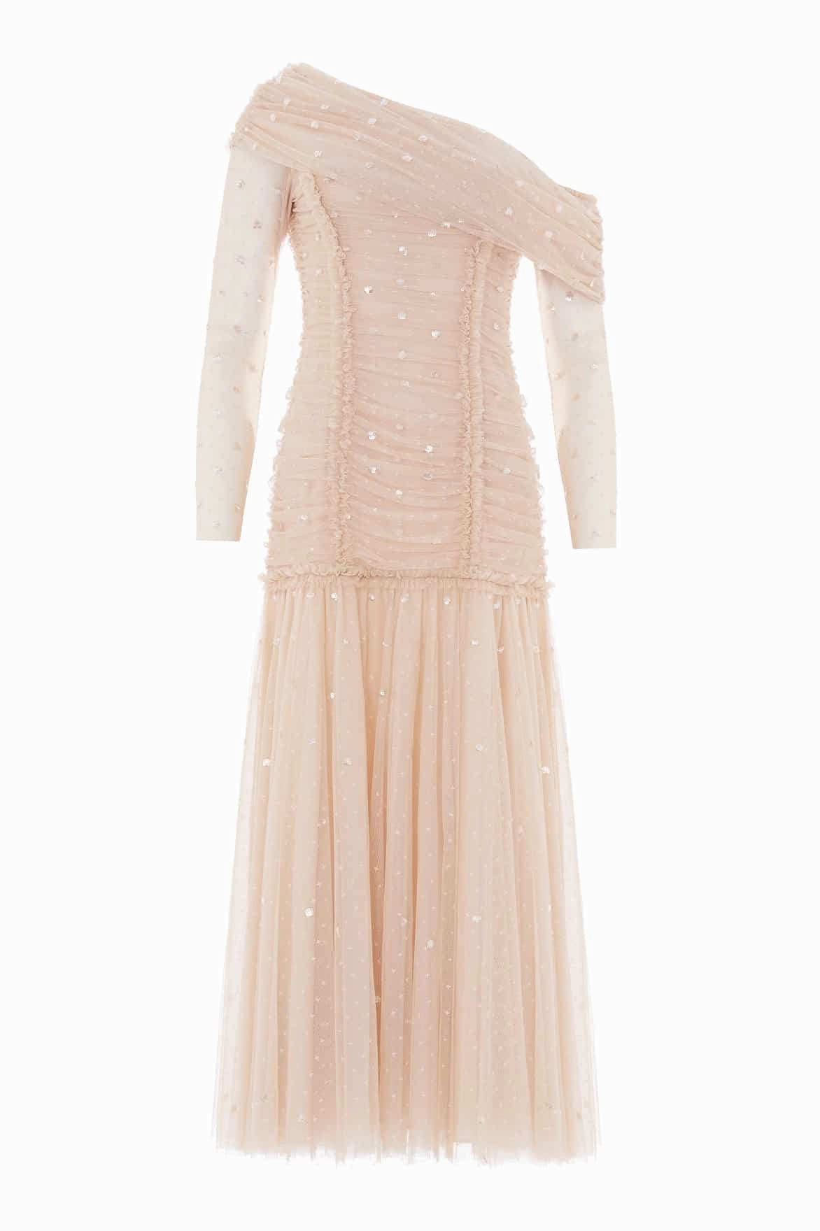 Gigi Dot One-Shoulder Rouched Gown Urban Mood