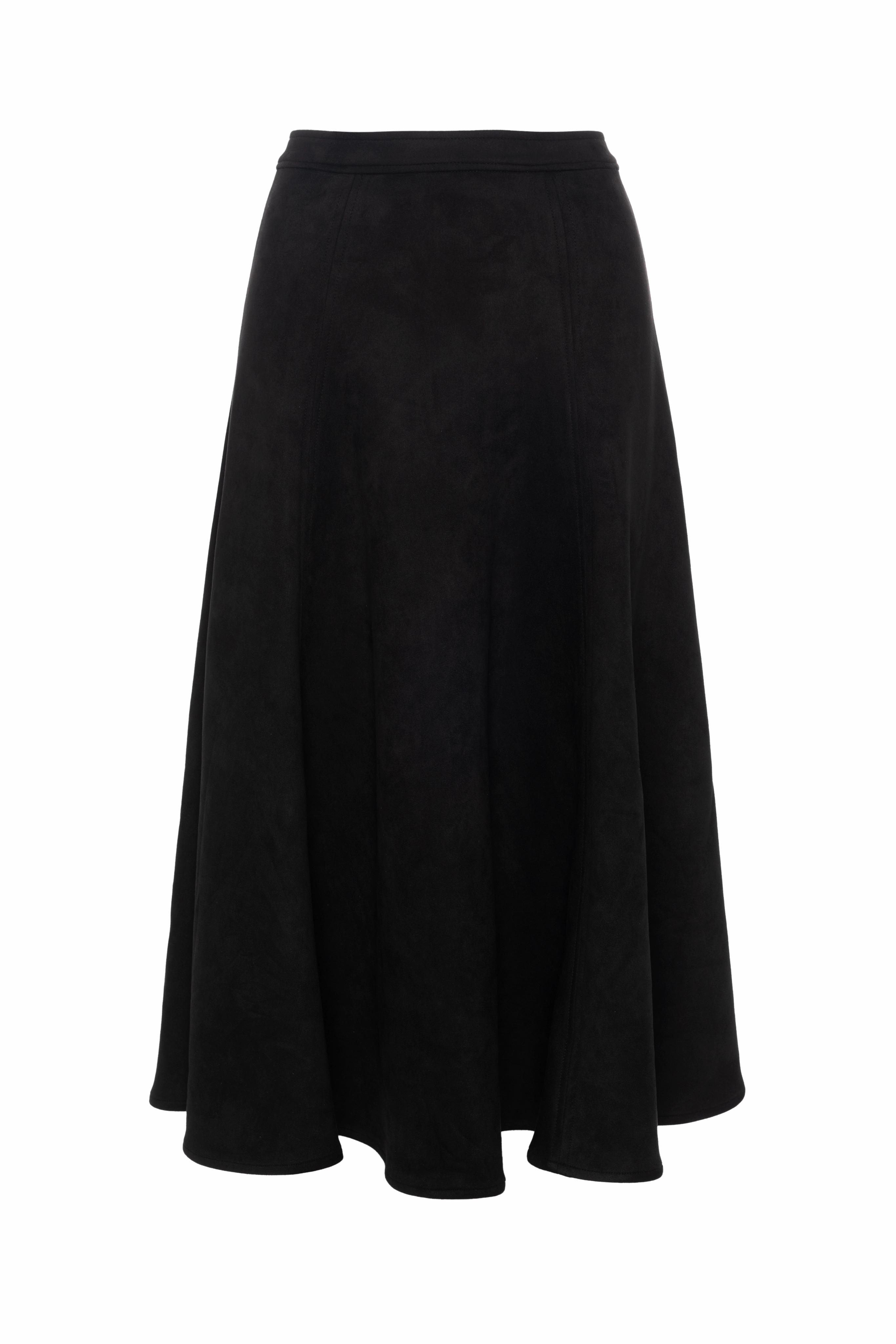 Fresh Look Ginger Black Suede Midi Panel Skirt WB5CPT7289