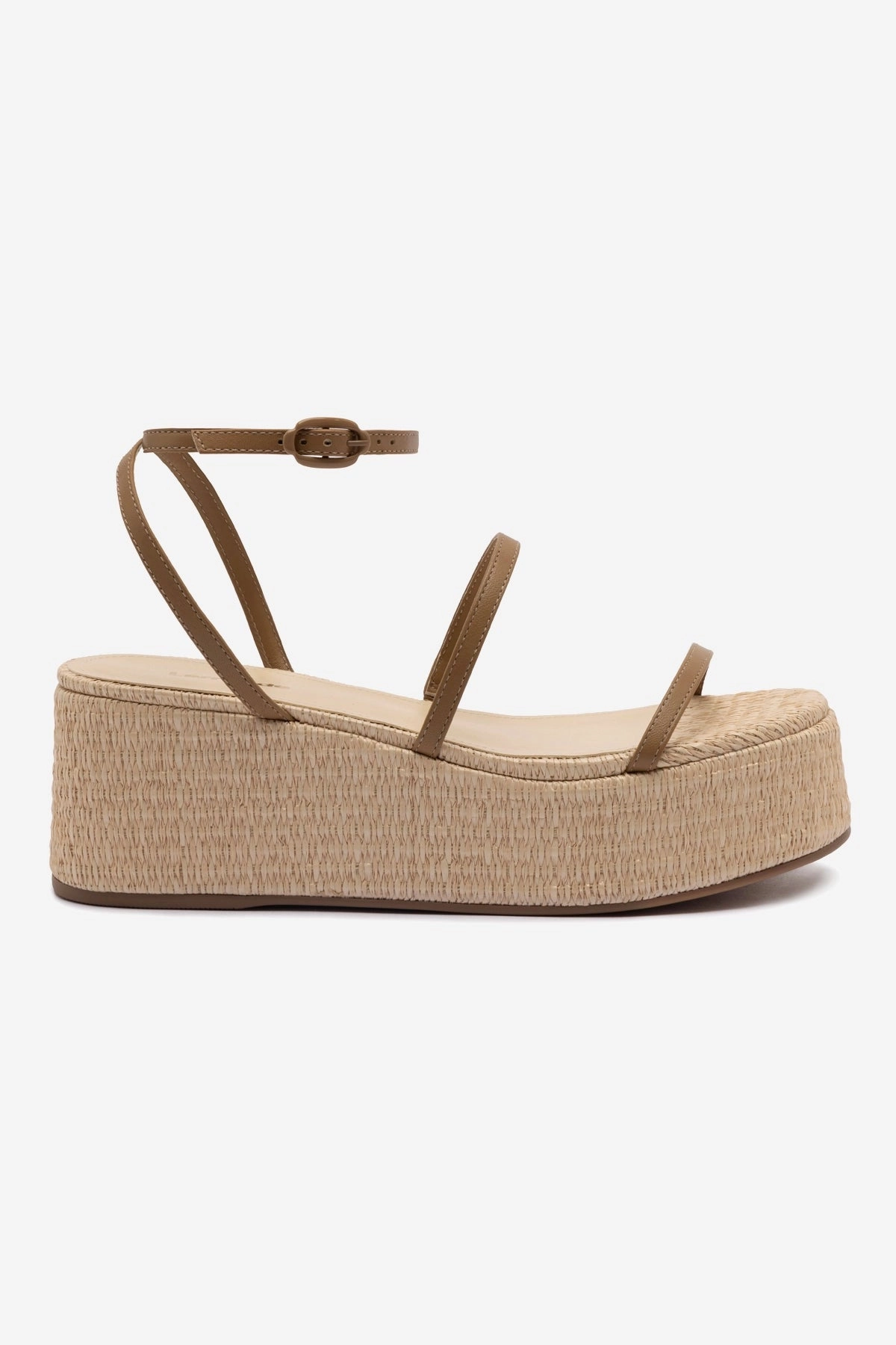 Comfort Tongue Gio Flatform Sandal In Natural Raffia and Hazelnut Trimming