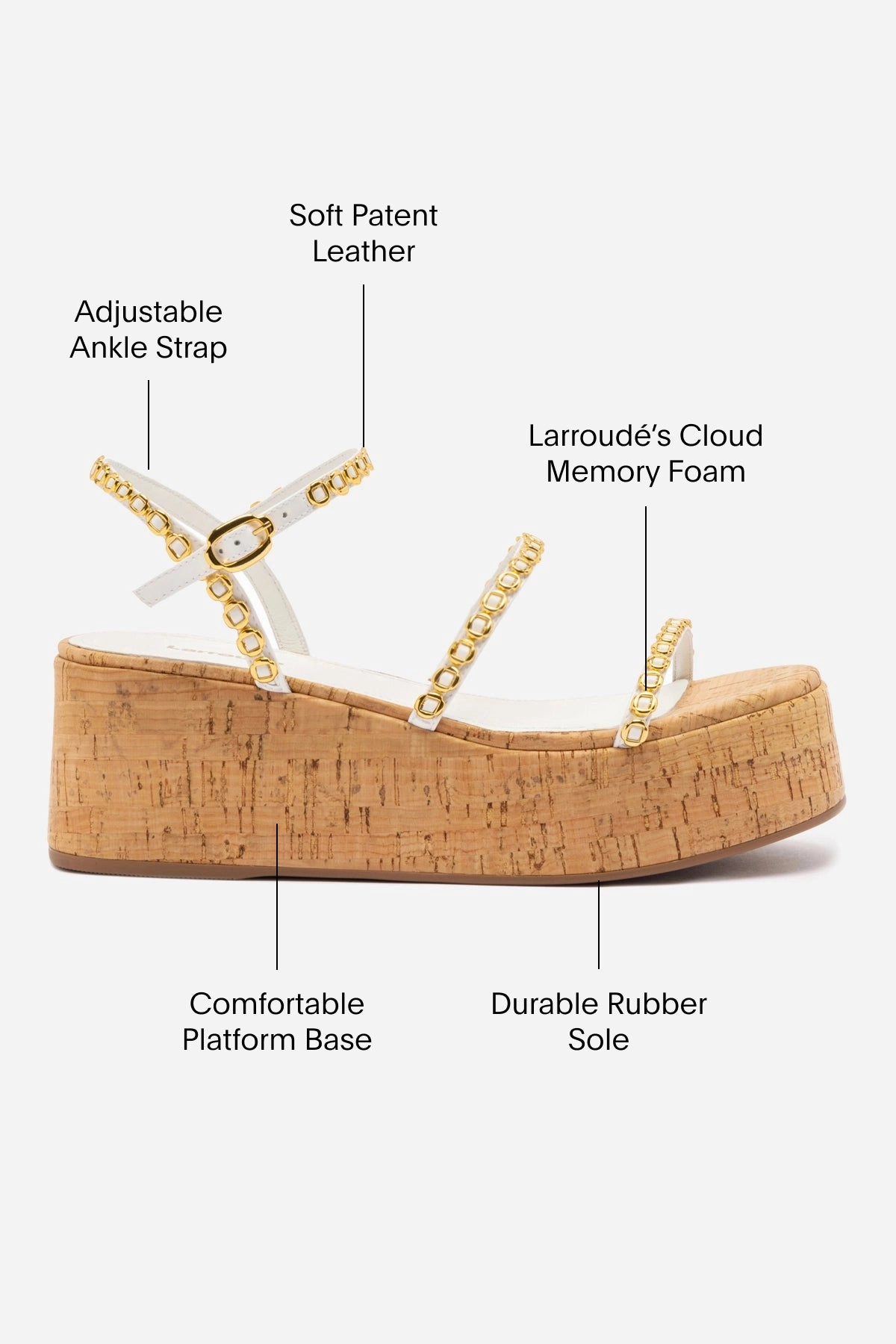 Gio Milanina Flatform In White Patent Leather and Natural Cork Campus Cool